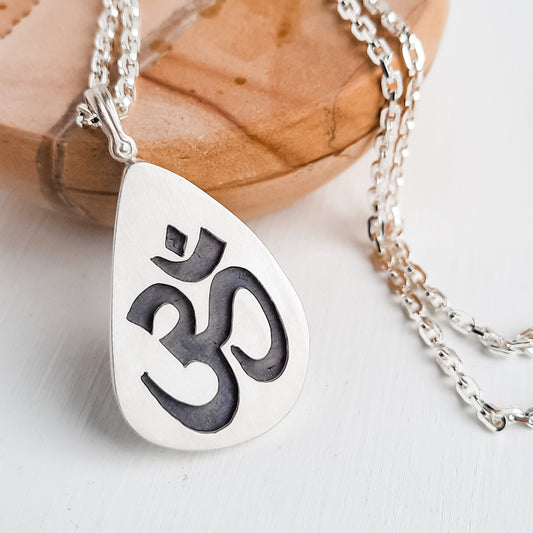 Black Tourmaline Om Pendant