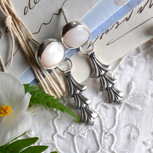 Bird Songs - Floral Earrings with Tenessee Mussel Shell