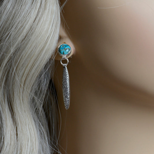 Bird Songs - Floral Earrings with Turquoise