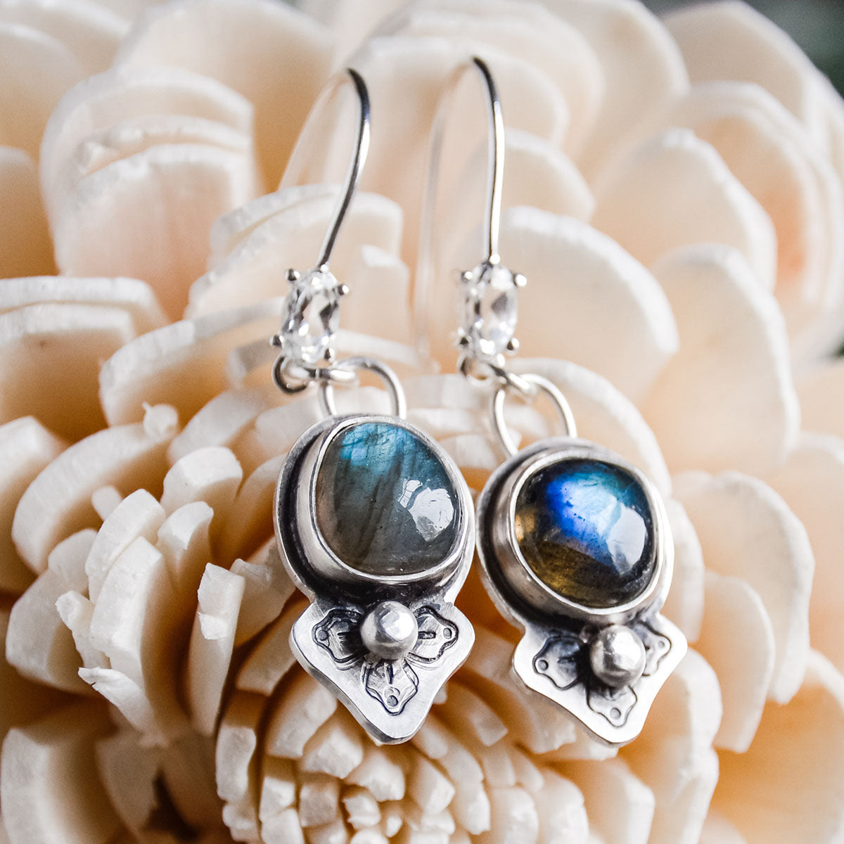 Trail Blaze: Floral Labradorite Earrings
