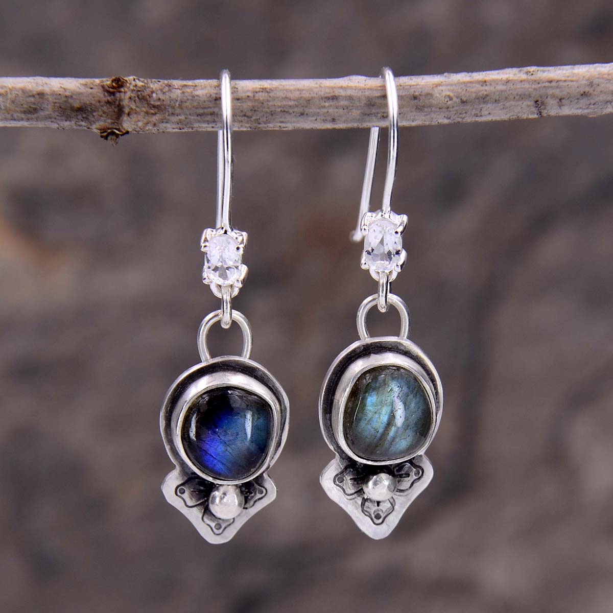 Trail Blaze: Floral Labradorite Earrings