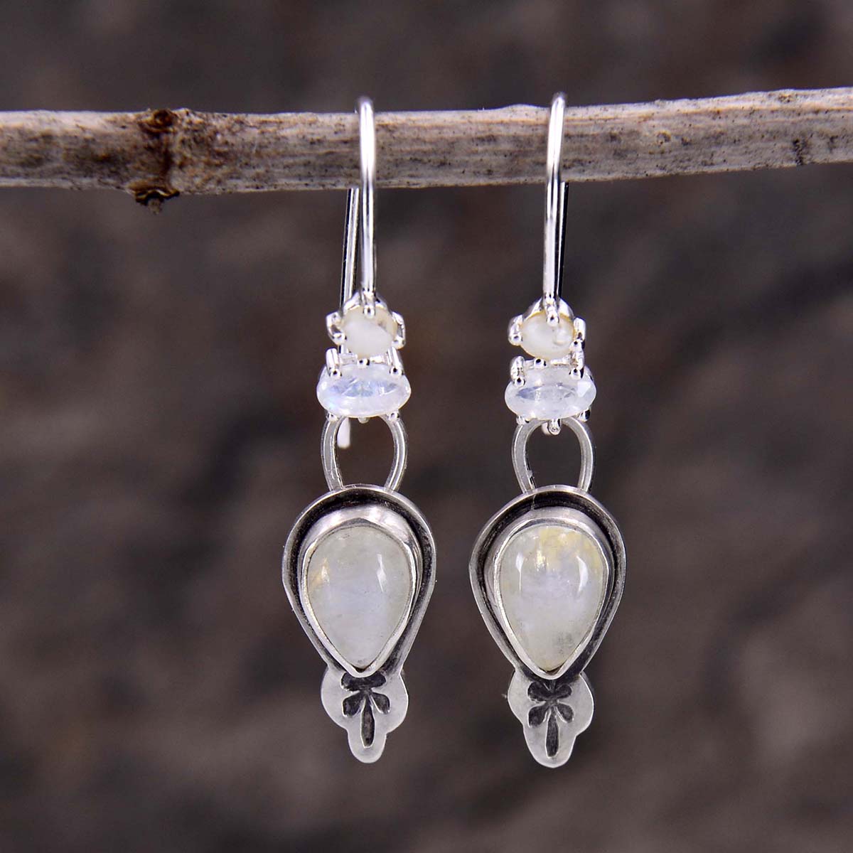 Trail Blaze: Moonstone Shield Earrings