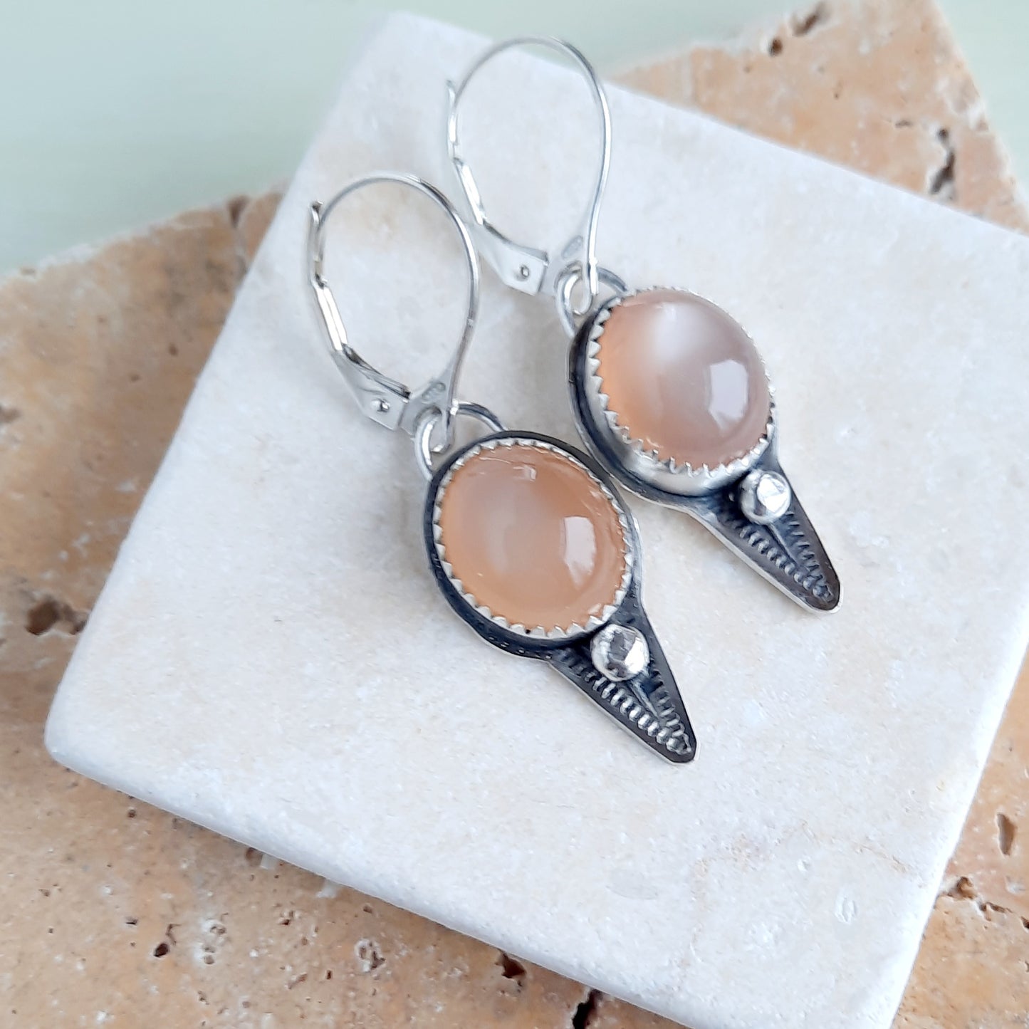 Trail Blaze: Peach Moonstone Earrings