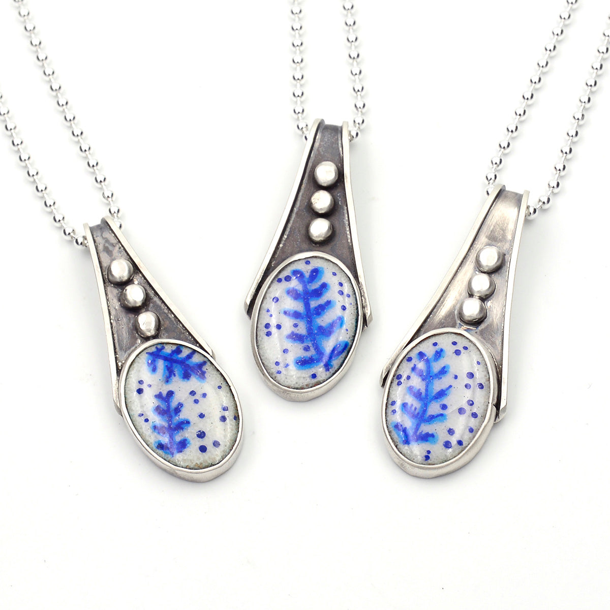 Fern Leaves Enamel Pendant