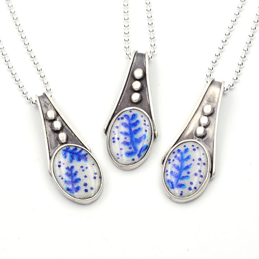 Fern Leaves Enamel Pendant