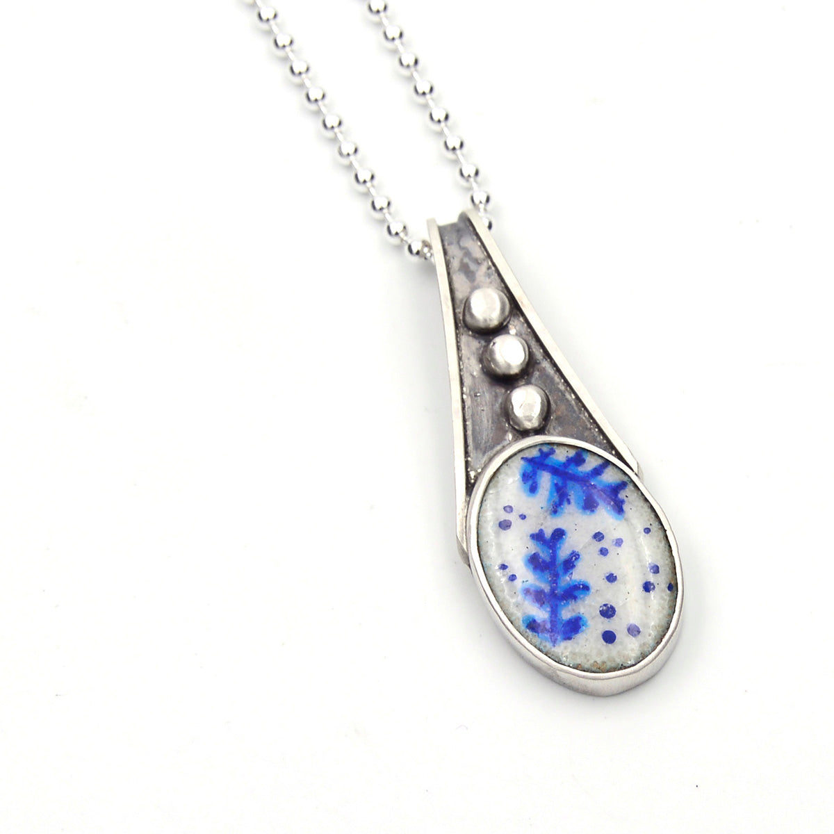 Fern Leaves Enamel Pendant