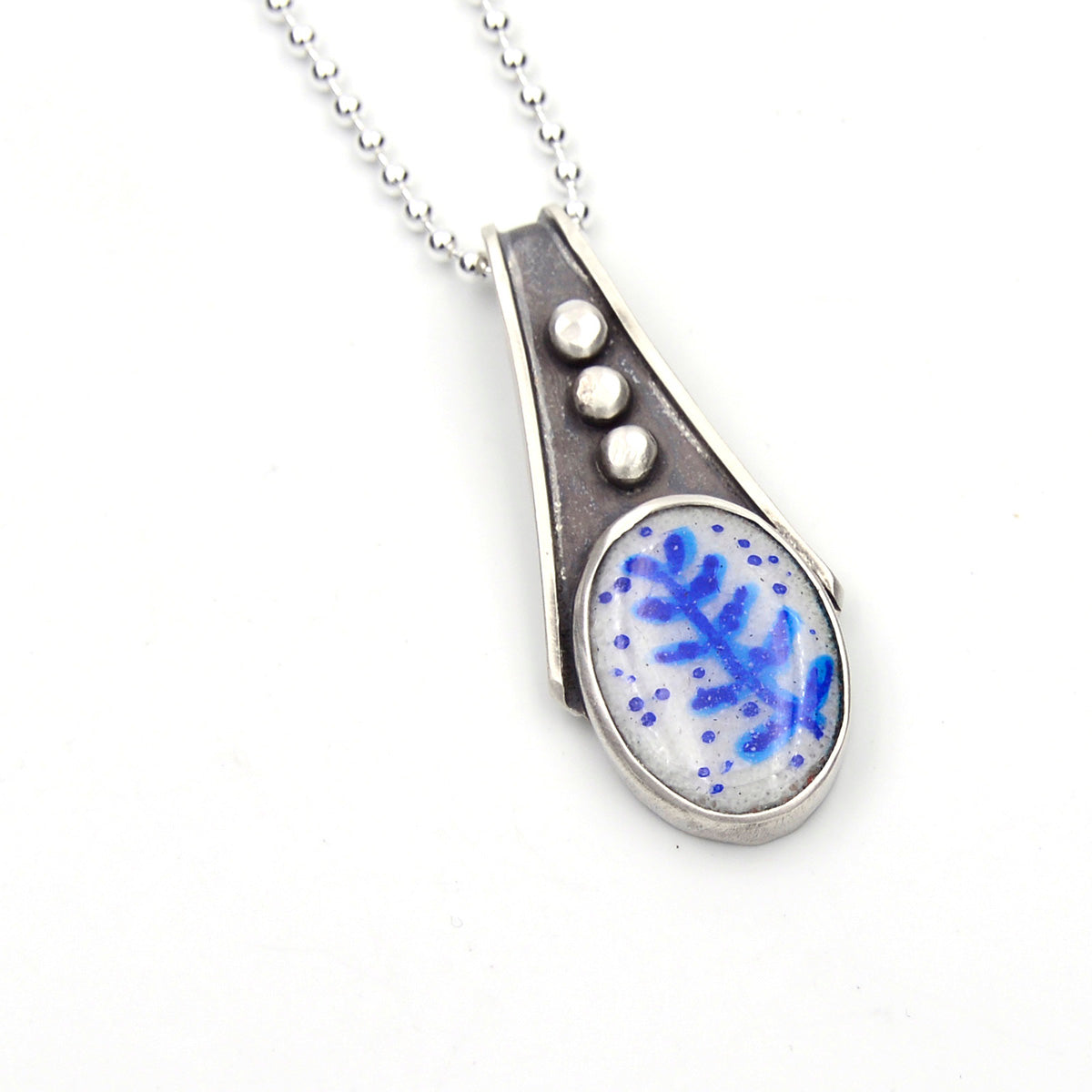 Fern Leaves Enamel Pendant