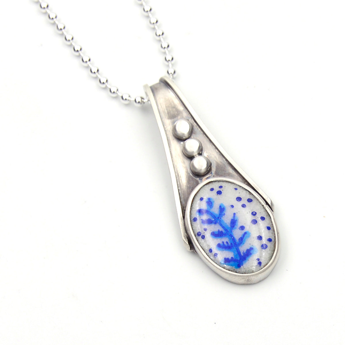 Fern Leaves Enamel Pendant