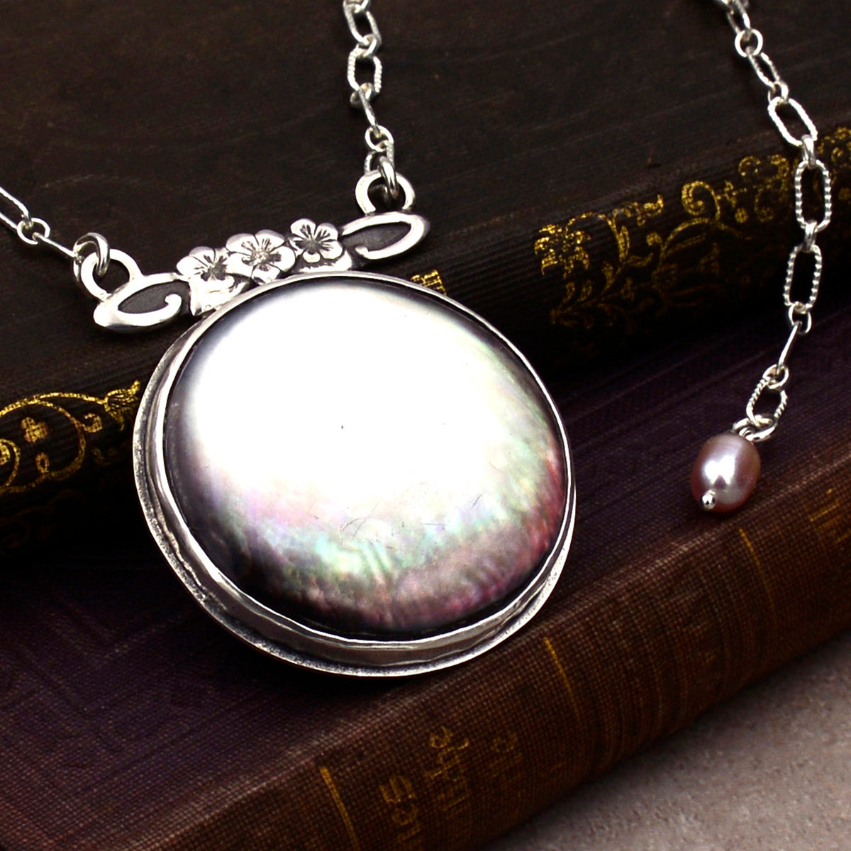 Spring Moon: Mother of Pearl and Sterling Silver Necklace