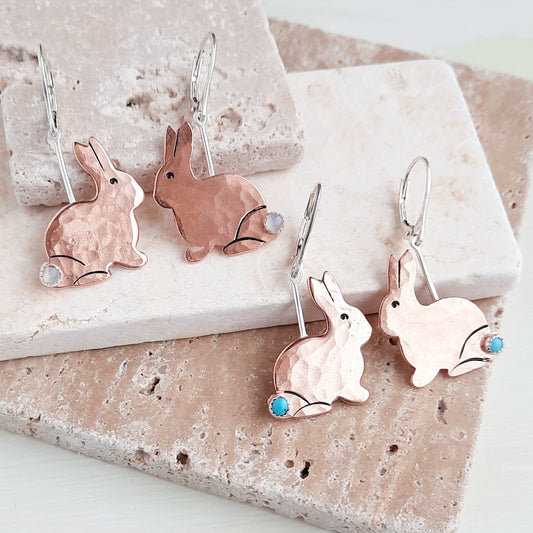 Copper Easter Bunny Earrings