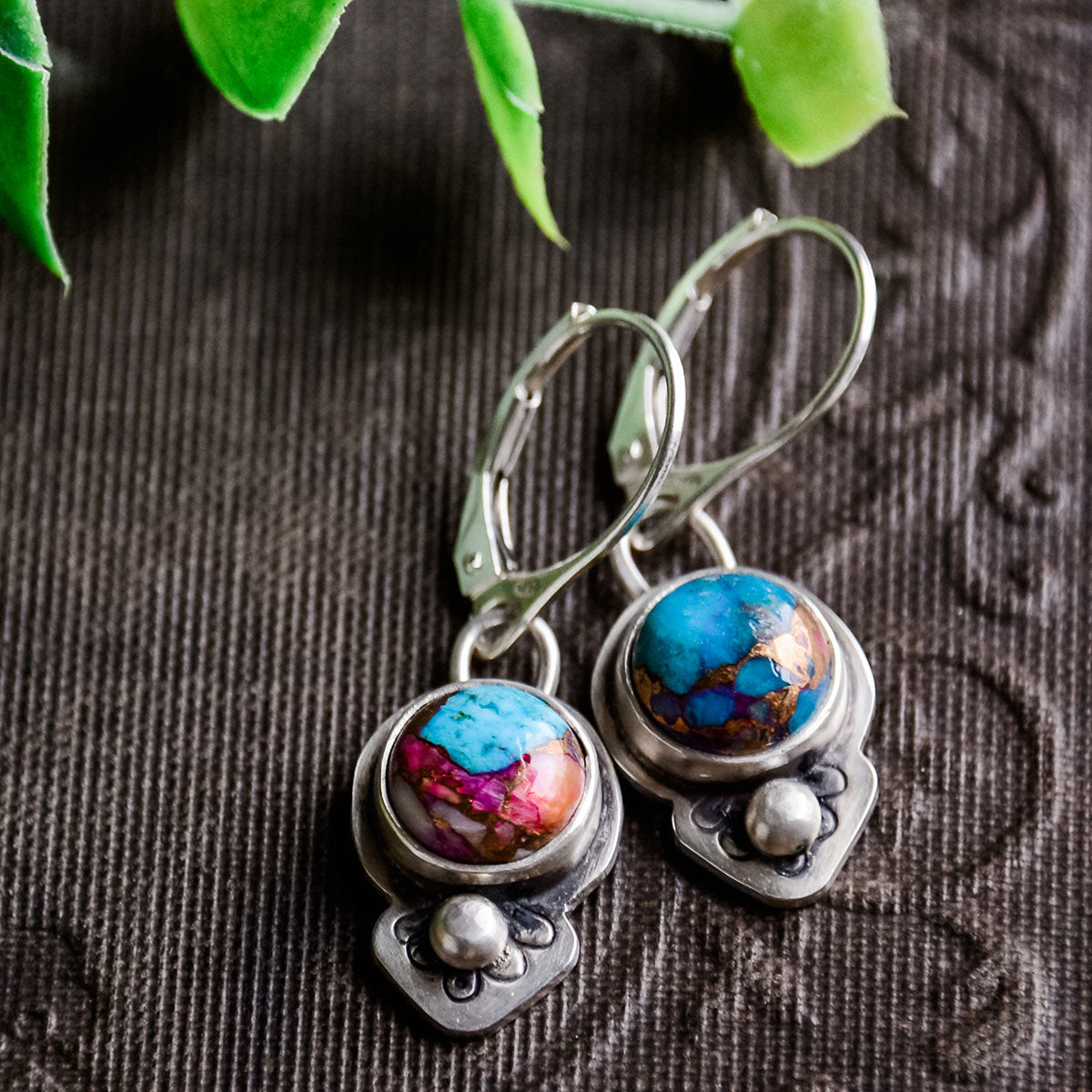 Trail Blaze: Turquoise & Spiny Oyster Earrings