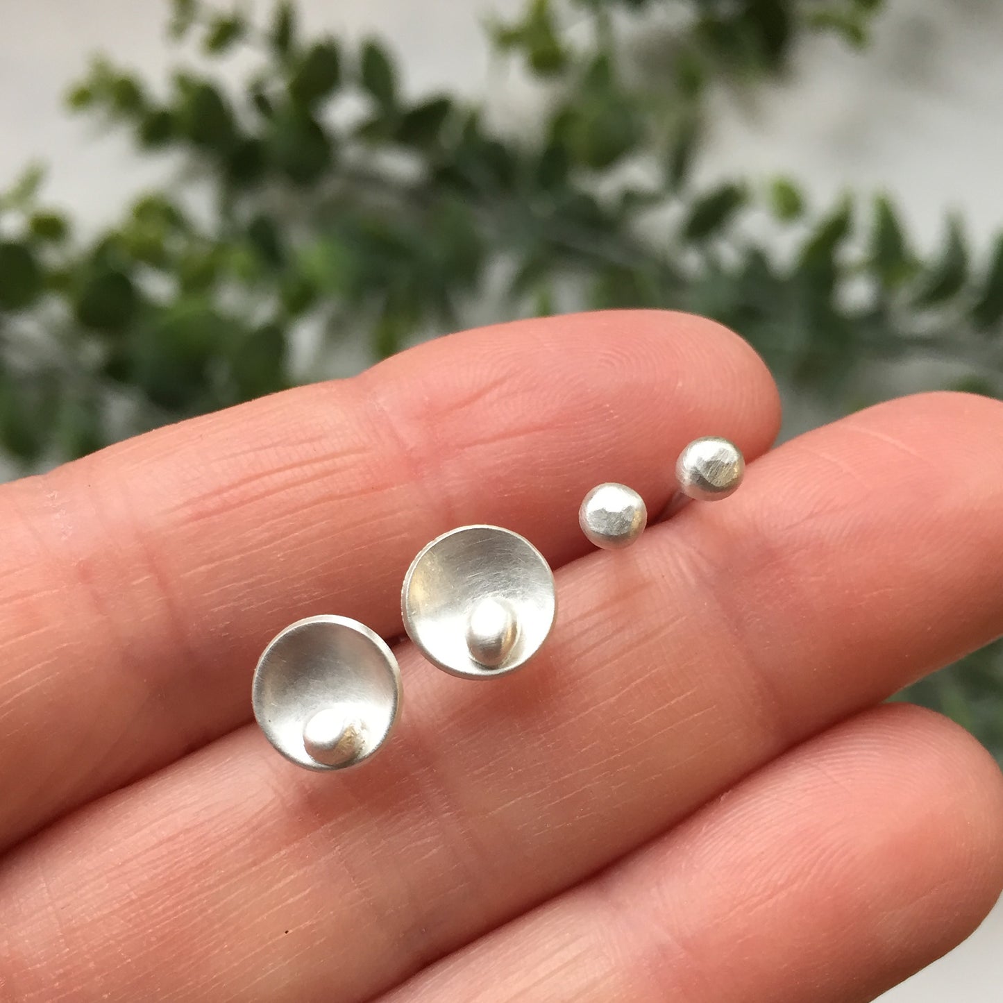 Silver Pod Stud Earrings