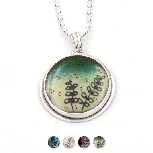 Botanical Sketch Circle Pendant