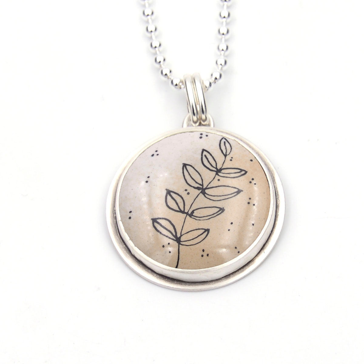 Botanical Sketch Circle Pendant