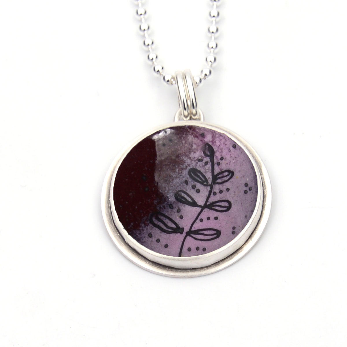 Botanical Sketch Circle Pendant