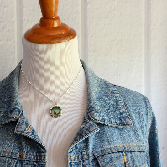 Botanical Sketch Circle Pendant